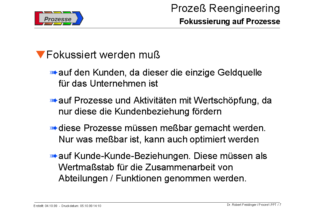 Fokussierung auf Gesch�ftsprozesse
